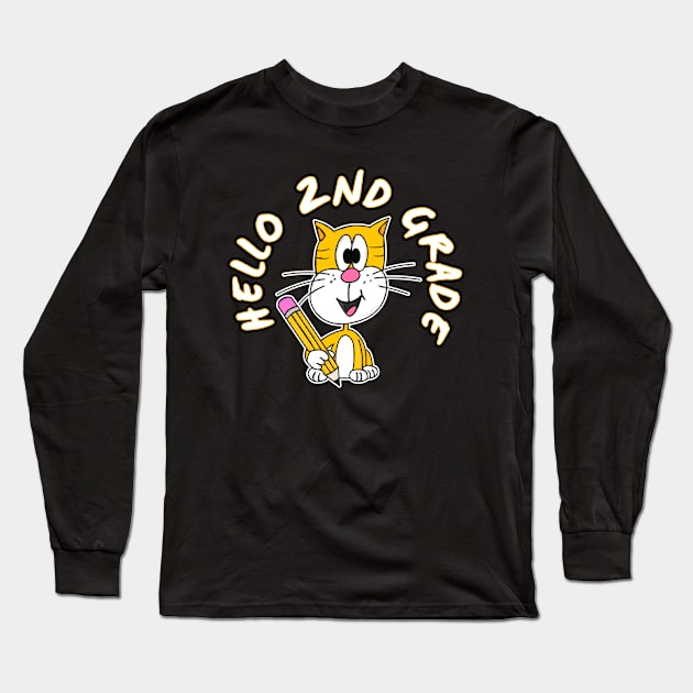 Hello 2nd Grade Cat Back To School 2022 Long Sleeve T-Shirt by doodlerob